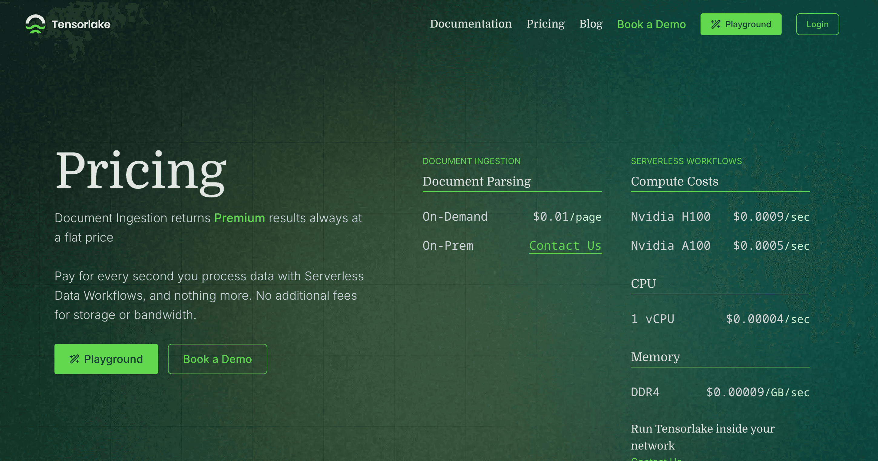 Tensorlake Website screenshot 2